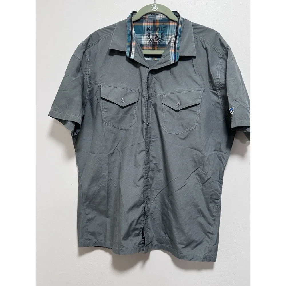 Kuhl‎ Shirt Mens Large Green Eluxur Button Up Outdoor Athleisure Preppy Hiking